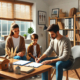 Famiglia seduta in soggiorno durante consulenza psicologica, concetto di terapia familiare e benessere emotivo, ambiente accogliente per supporto psicologico, immagini di counseling e cura psicologica, servizi di terapia familiare Pecom.