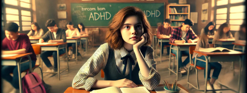 Studente in classe con ADHD, isolamento scolastico, supporto educativo, attenzione ai bisogni speciali, ambienti di studio inclusivi, scuola e disturbi dell'attenzione, programmi di apprendimento personalizzati, Pecom servizi educativi inclusivi.