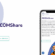 Schermata della piattaforma PECOMShare di PECOM. A sinistra un pulsante "Scopri il servizio" e a destra, lo schermo di un telefono che mostra la descrizione della piattaforma.