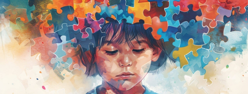 adhd e disregolazione rappresentati da un bambino in puzzle